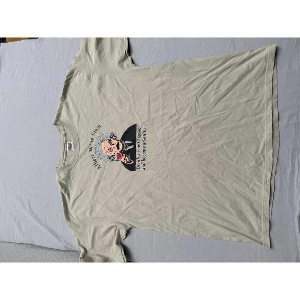VTG Albert Einstein Wine-O T-shirt - Wine-Stein Tee 2XL
